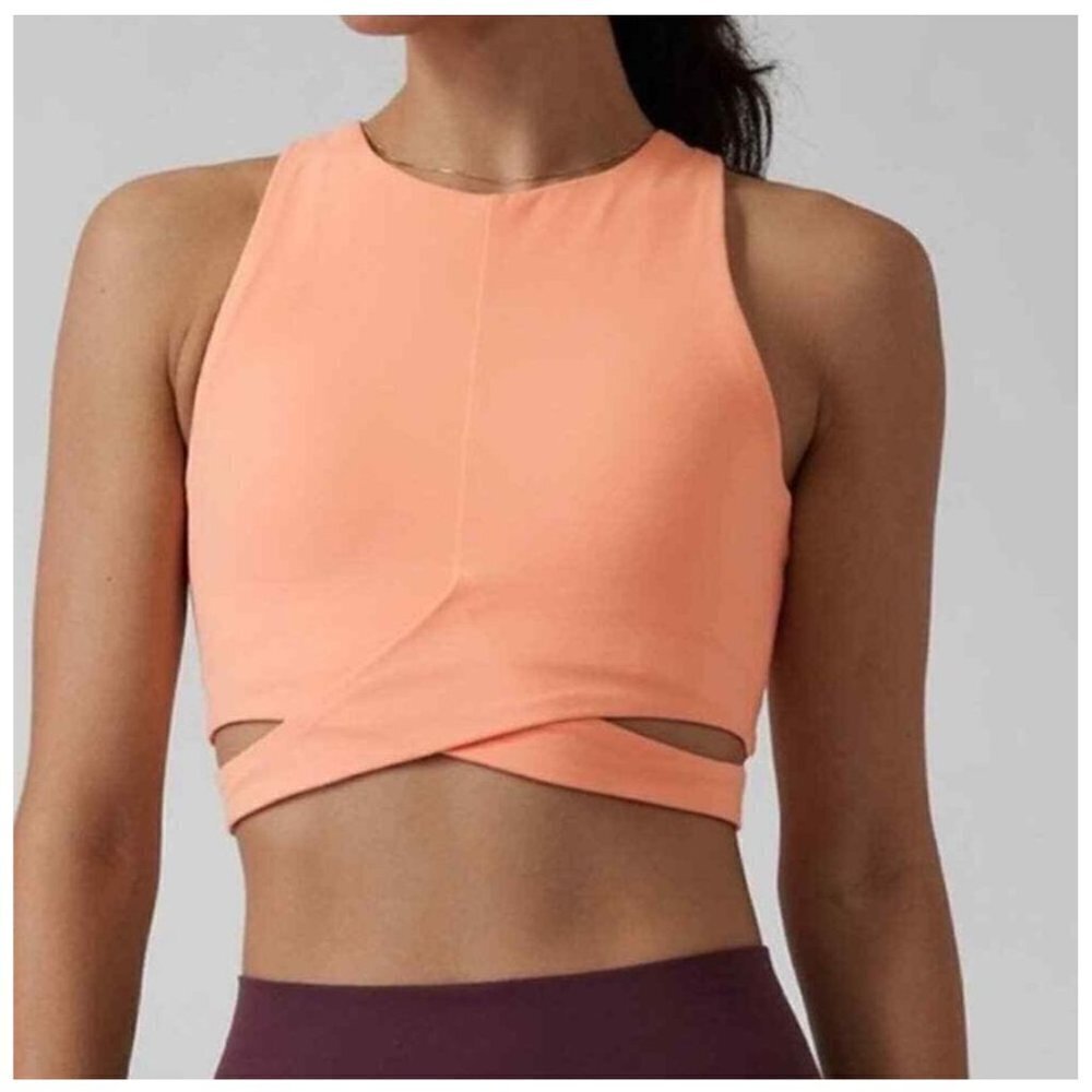 Athleta Conscious Cut Out Crop Tank Top Athletic Activewear Peach Size Small Lig